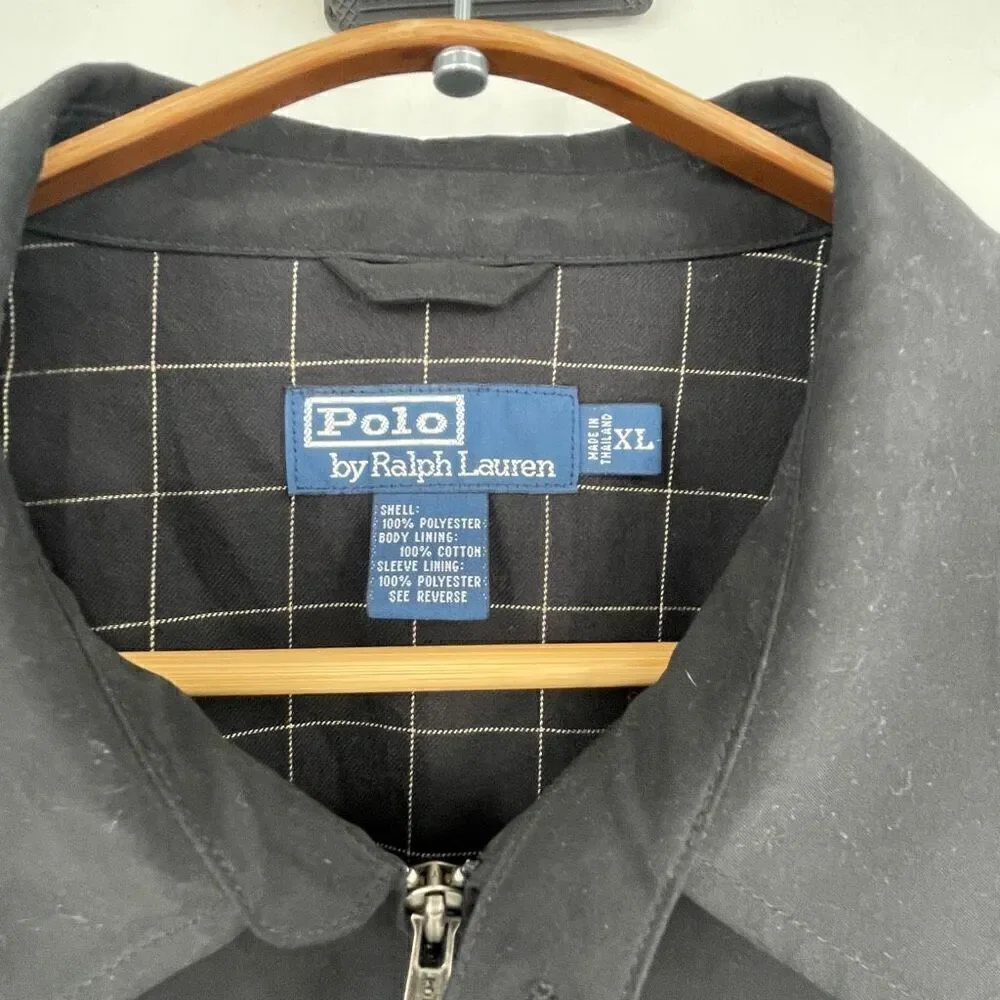 Polo Ralph Lauren Black Full Zip Harrington Bi-Swing Windbreaker Jacket Size XL